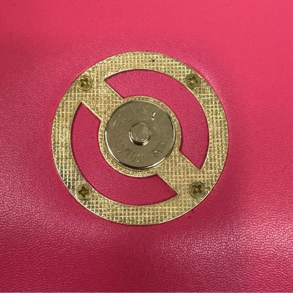 Pink Micro Purse Large Flower Embellishment Gold Accents, “E”  And Chain 5x4” - Picture 7 of 12